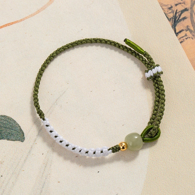 Hetian Jade Sterling Silver Carrying Strap Chinese National Bracelet