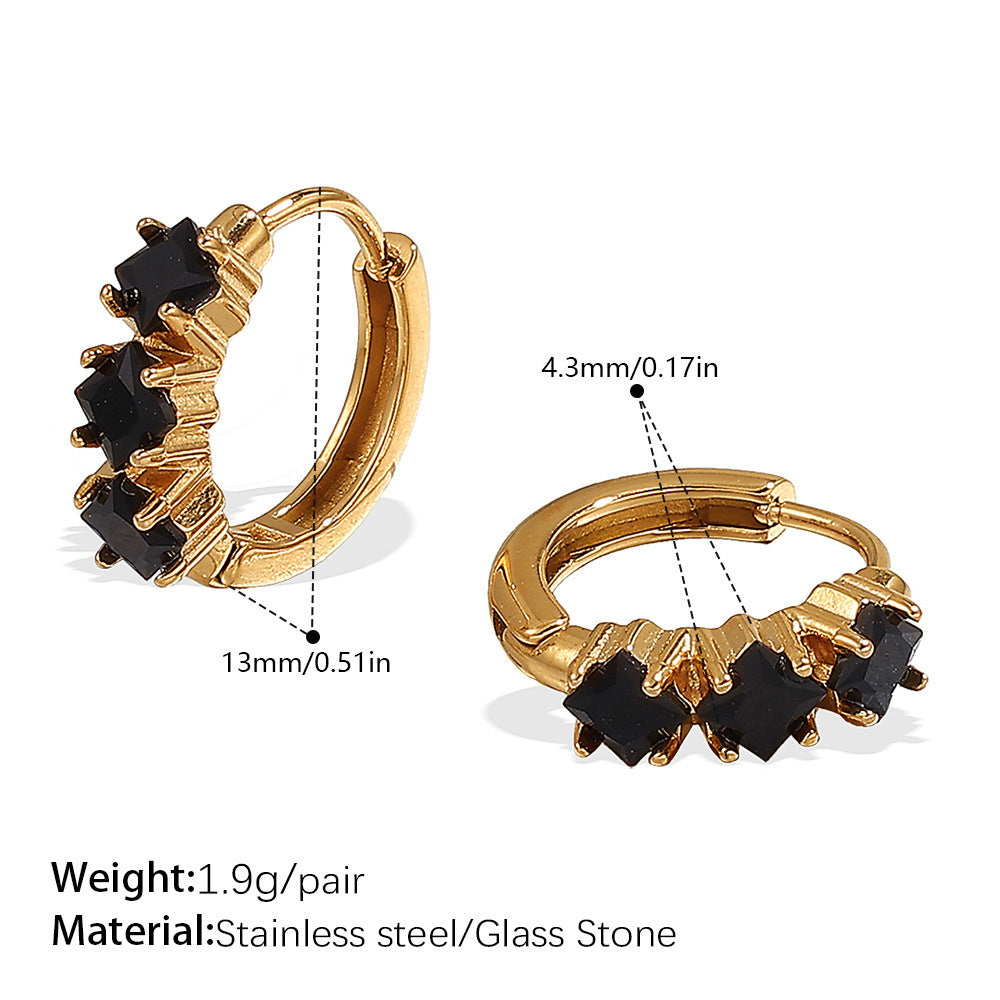 Fashion Simple Stainless Steel Rhinestone Earrings Refined Grace Advanced