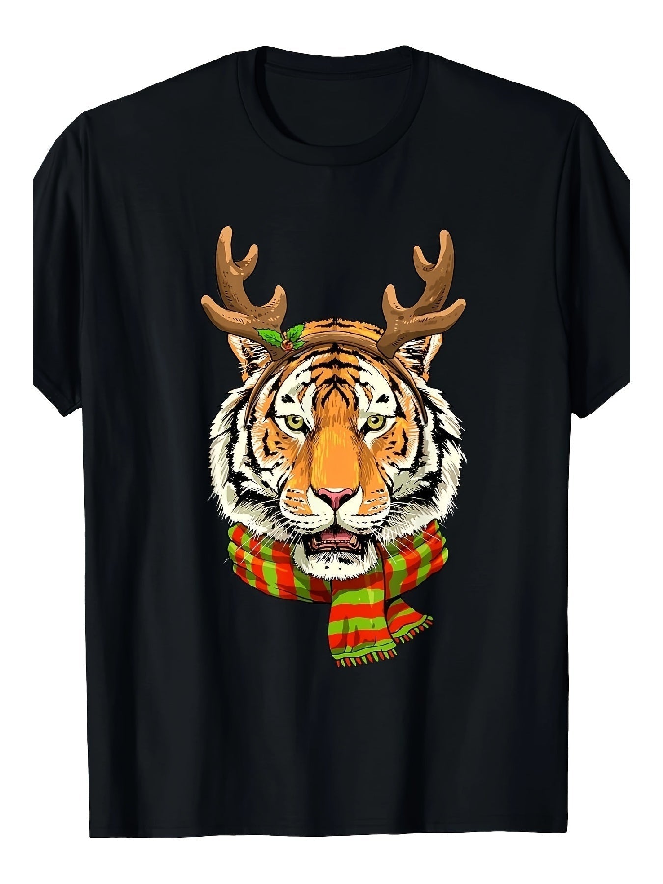Unisex Crew Neck Cotton Tiger Pattern T Shirt Regular Fit
