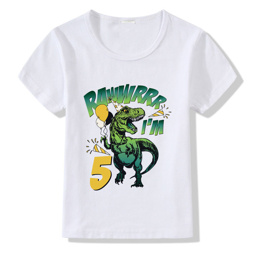 Kids Casual Polyester Regular Fit Birthday Number Tee