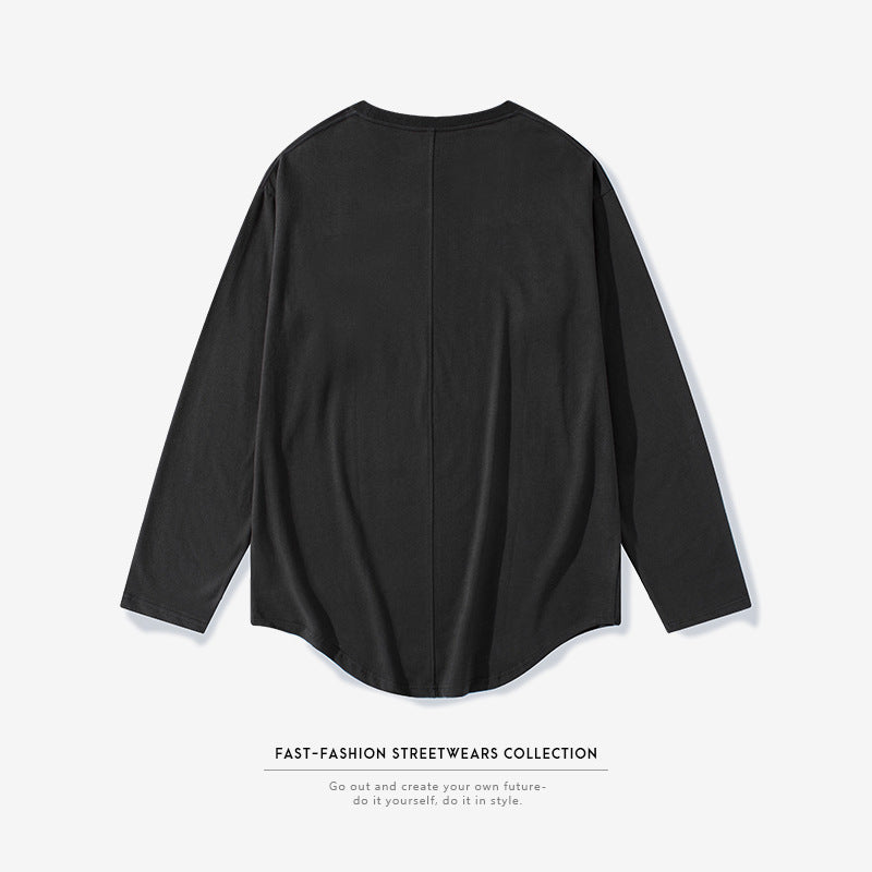 Curved men's loose t-shirt bottoming shirt