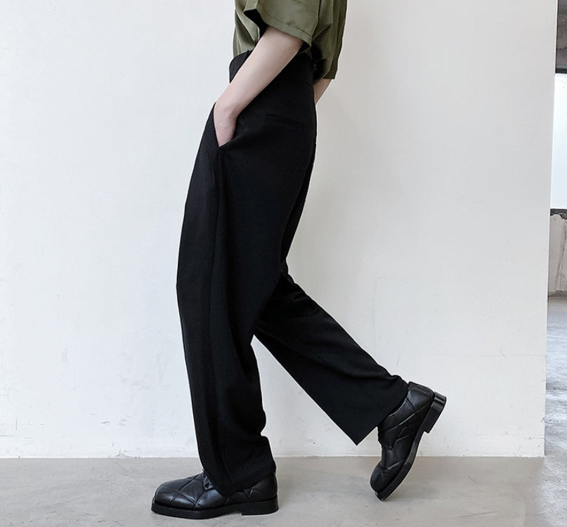 Men’s High Waist Straight Tube Harem Pants – Loose Casual Trousers