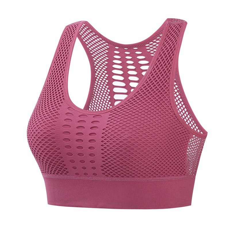 Women’s Mesh Sports Bra – Breathable, Seamless Fitness Top