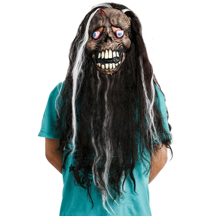 Horror Beard Hood Mask – Realistic Full Head Latex Halloween Costume Prop