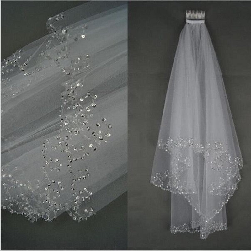 Elegant Off-White Beaded Sequin Mesh Wedding Dress