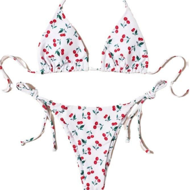 Women’s Sexy Solid Color Backless Bikini Briefs Set