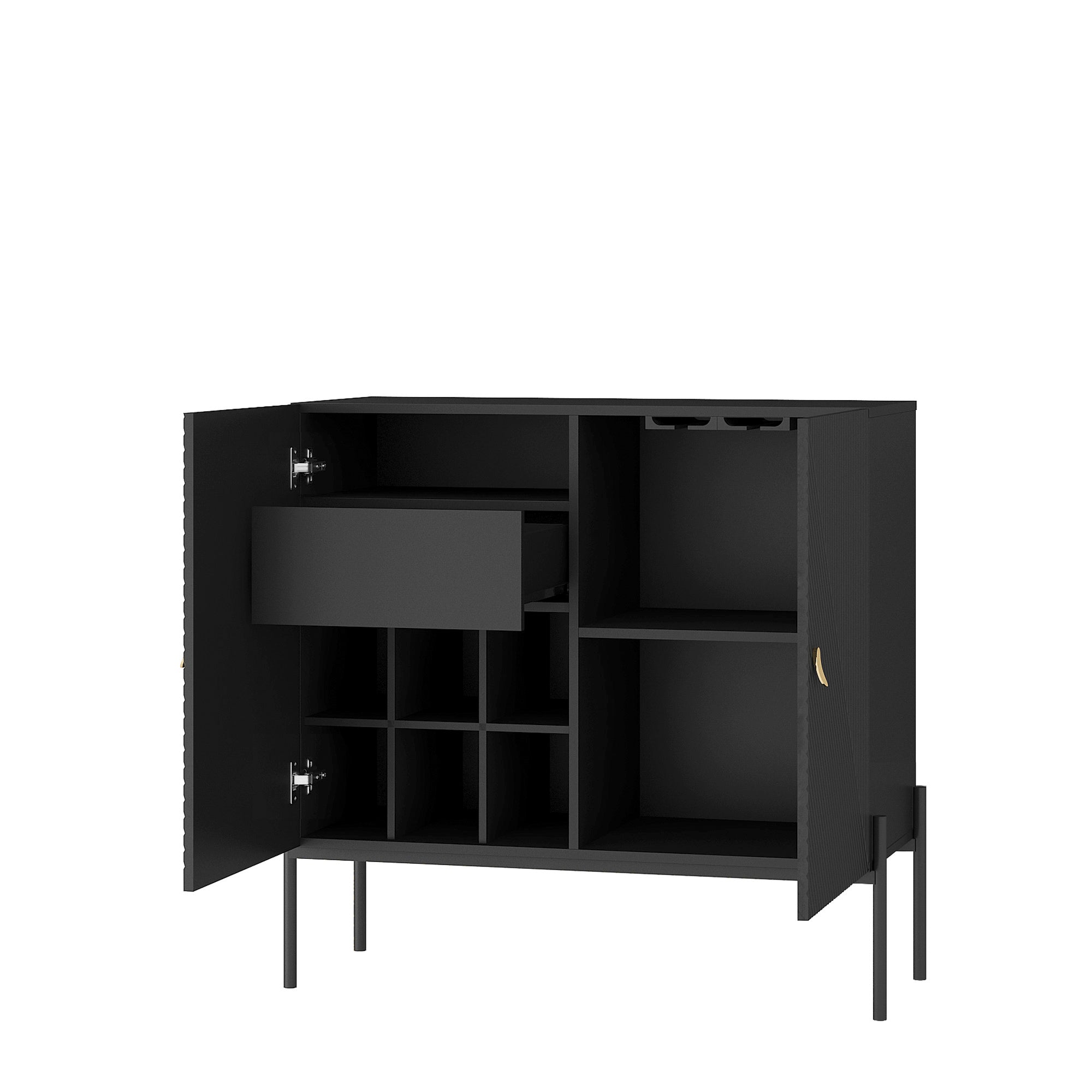 Sideboards Buffets Cabinet – Home Coffee Bar Cabinet with Drawers, 2 Cabinets, and 6-Bottle Wine Rack
