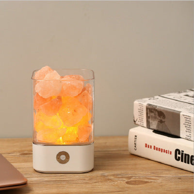 USB Crystal Himalayan Salt LED Lamp – Air Purifying Negative Ion Night Light with Color Changing