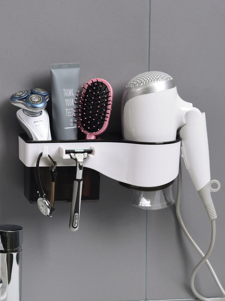 Bathroom Wall-Mounted Rack – Shelf with Towel Bar & Hooks