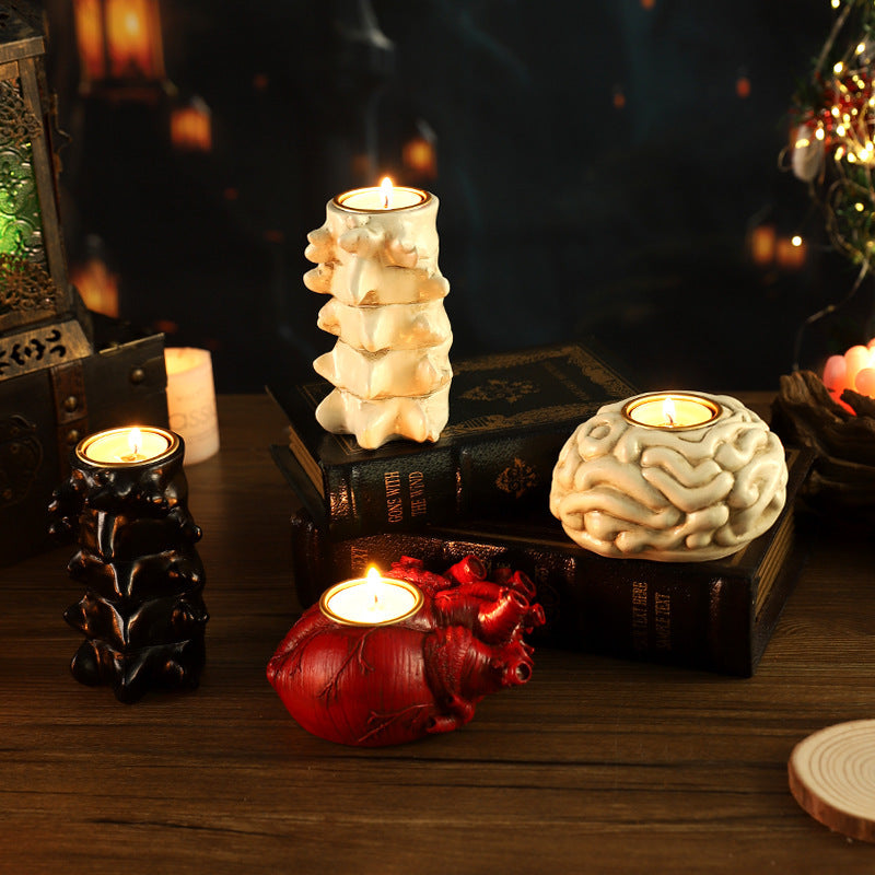 Resin Halloween Heart Candlestick Holder For Safe Home Use