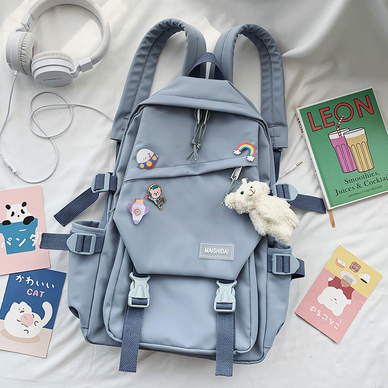 Women's Nylon Casual Campus Backpack Plain Shoulder Bag