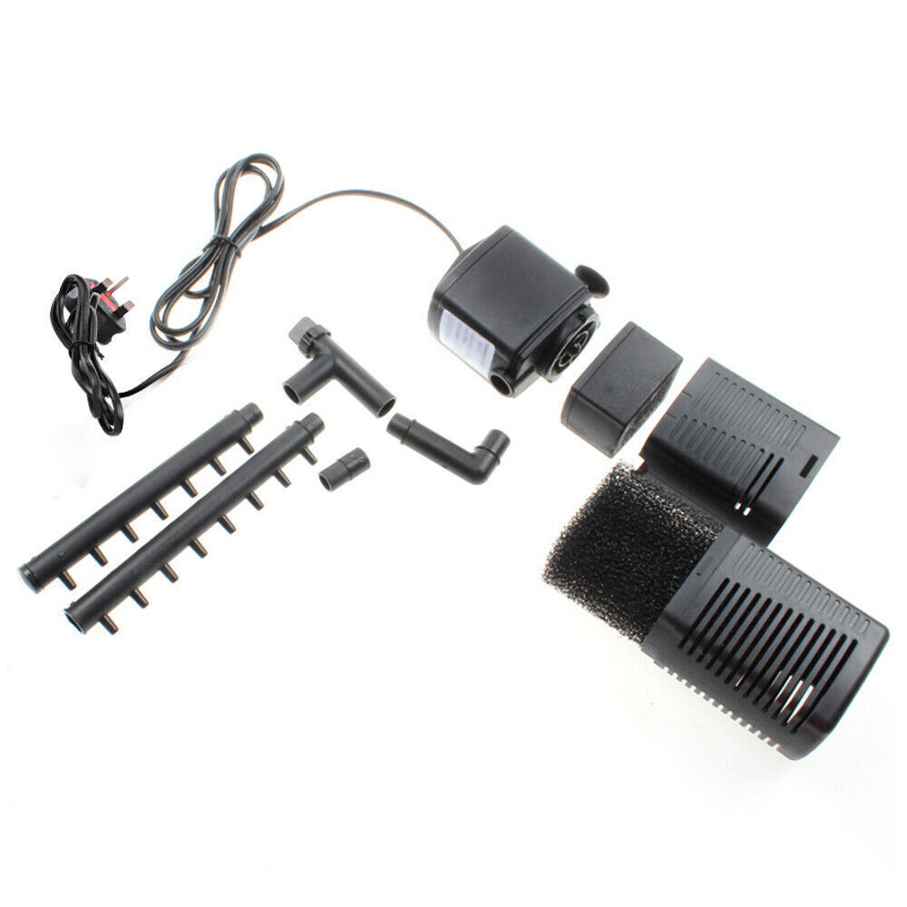 3 In1 Aquarium Fish Tank Filter Water Internal Purifier Filter Oxygen UK