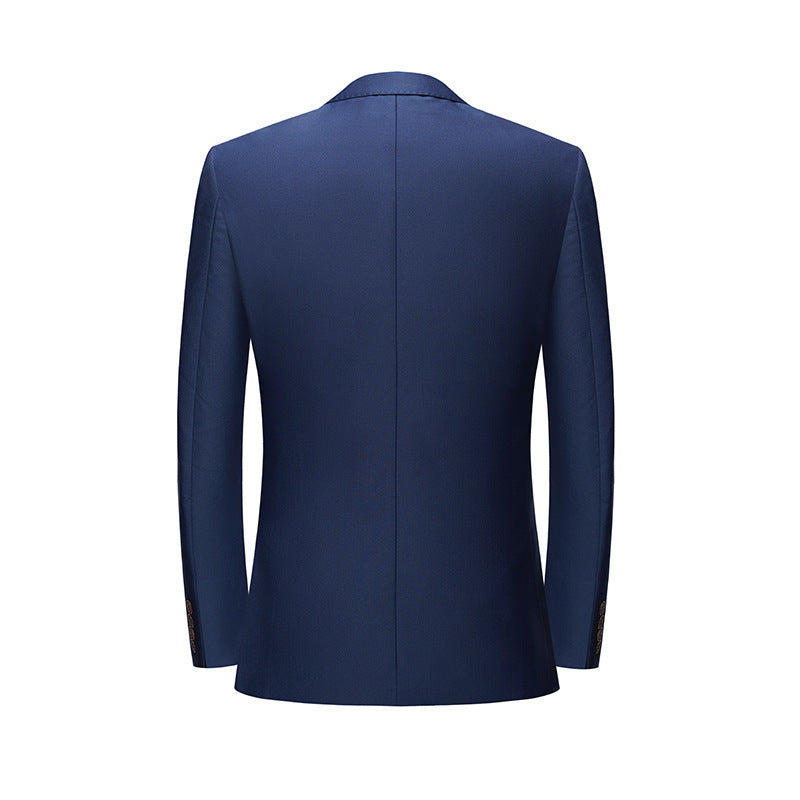 Men's British Korean Slim Fit Dark Blue Casual Three-piece Suit