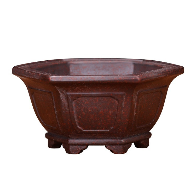 Purple Sand Flowerpot Hexagonal Square Classical Ceramic Gardening