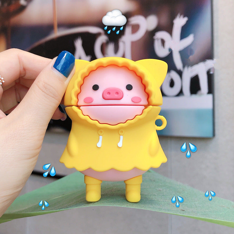 Compatible with Apple, Cute raincoat pig earphone set