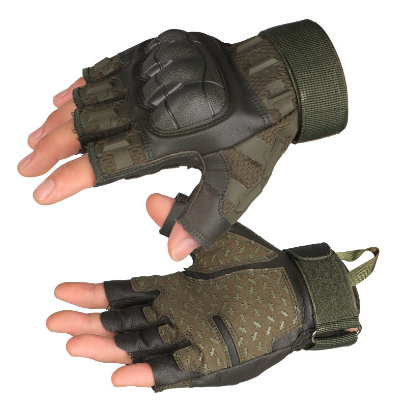 Camouflage Half Finger Nylon Gloves – Non-Slip Summer Sports Wear