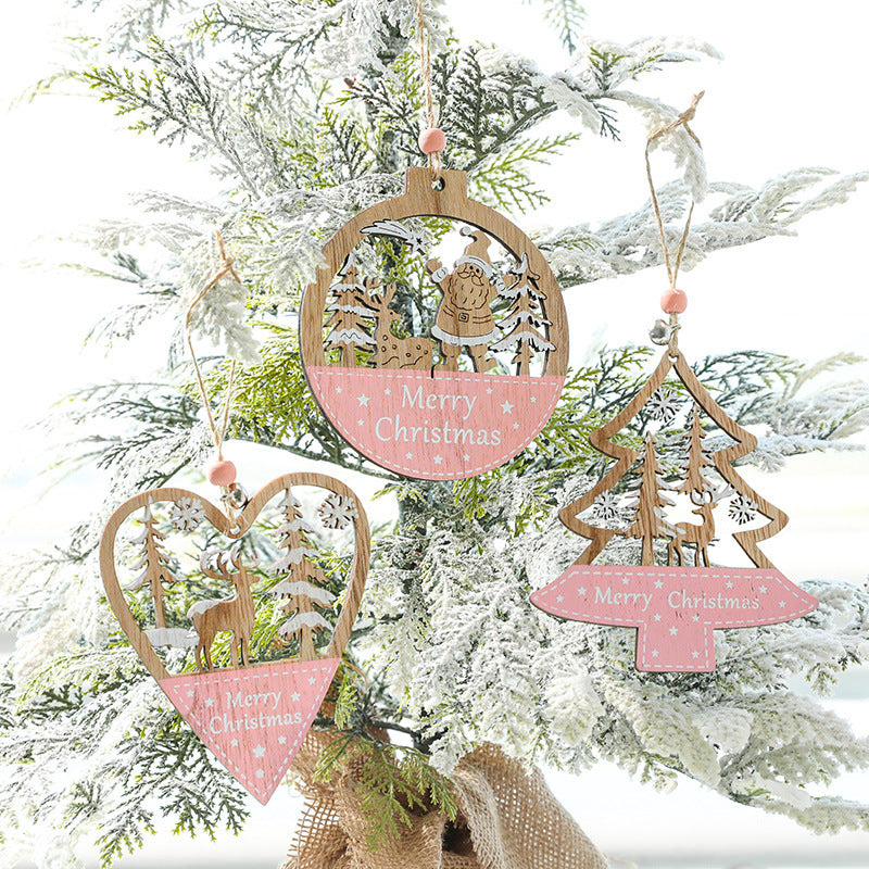 Christmas Tree Decoration Wooden Five-pointed Star Pendant
