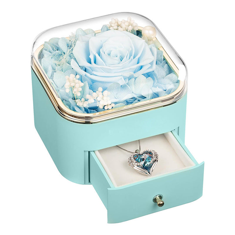 Rose Jewelry Box Drawer Organizer With Metal Construction