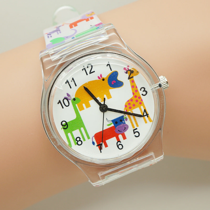 Korean Style Floral Round Dial Children’s Quartz Watch with PVC Strap