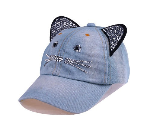 Spring And Summer Denim Baseball Cute Cat Ears Baseball Sunscreen Visor Baby Cat Hat
