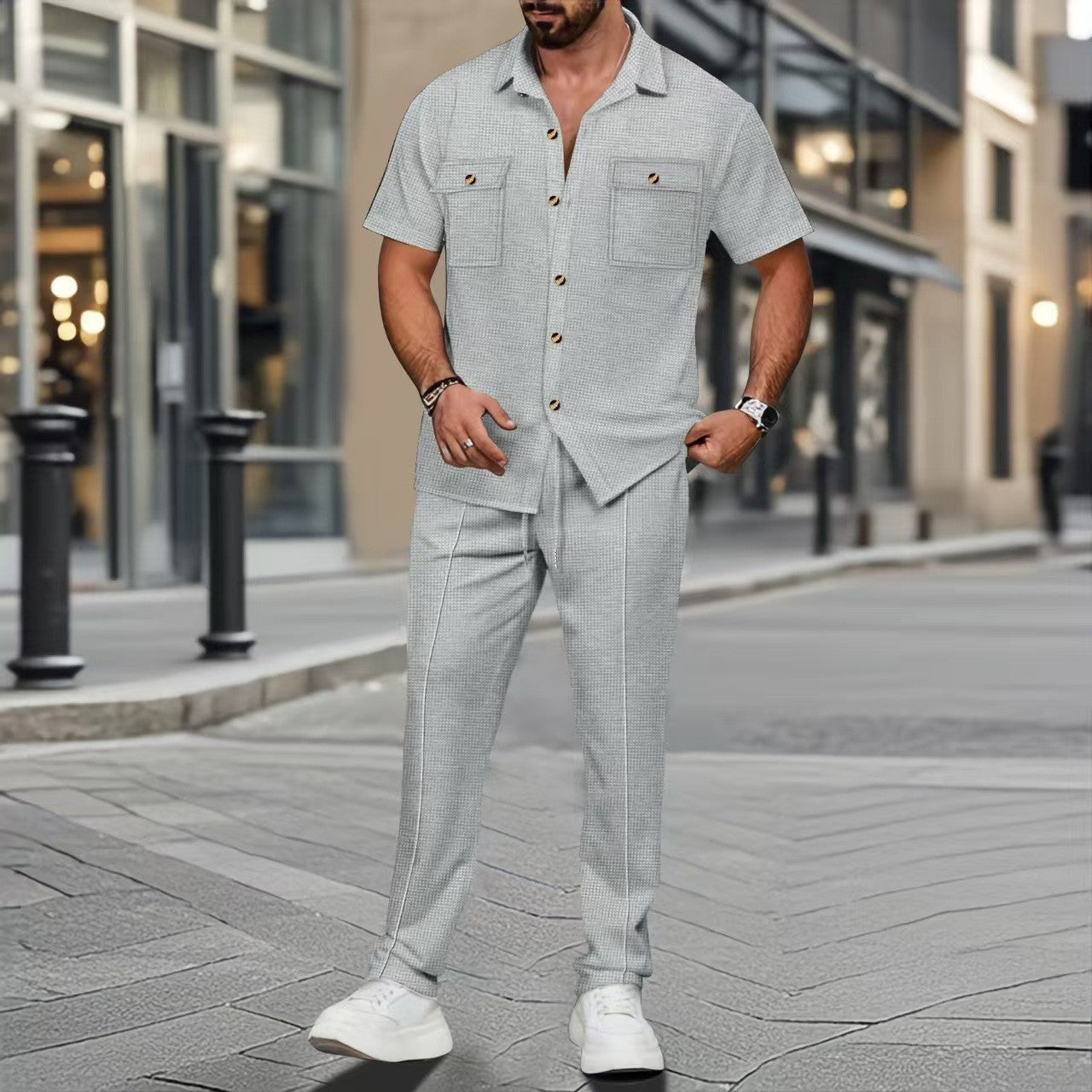 Unisex Regular Fit Short Sleeve Polyester Two Piece Set