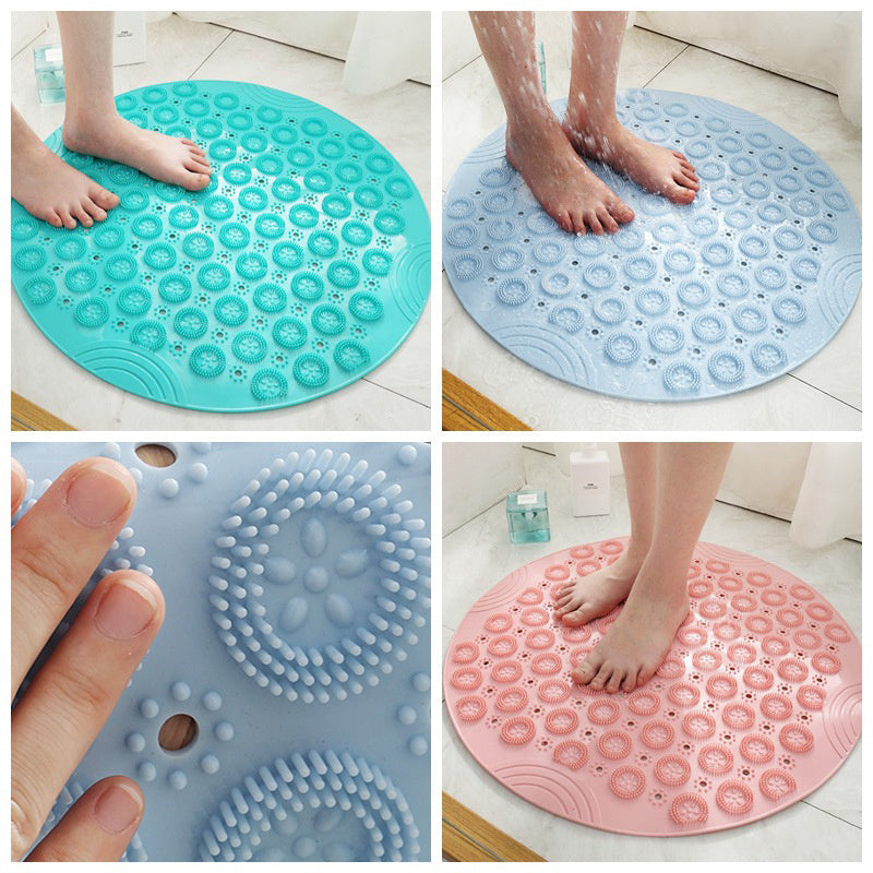 Anti-Slip Round Shower Mat – Drain Hole & Massage Center
