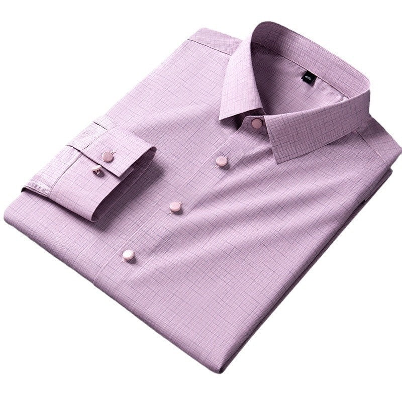 Bamboo Fiber Seamless Light Luxury Men's Striped Long Sleeve Shirt