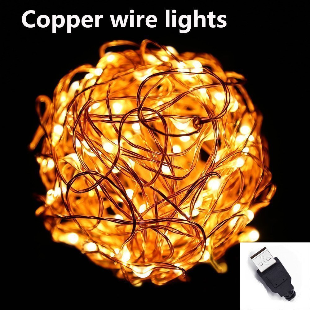 USB Powered Copper Wire LED String Lights 10M 100 Lights