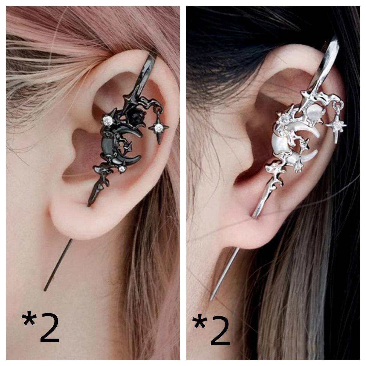 Creative Star Moon Diamond Geometric Fashion Stud Earrings
