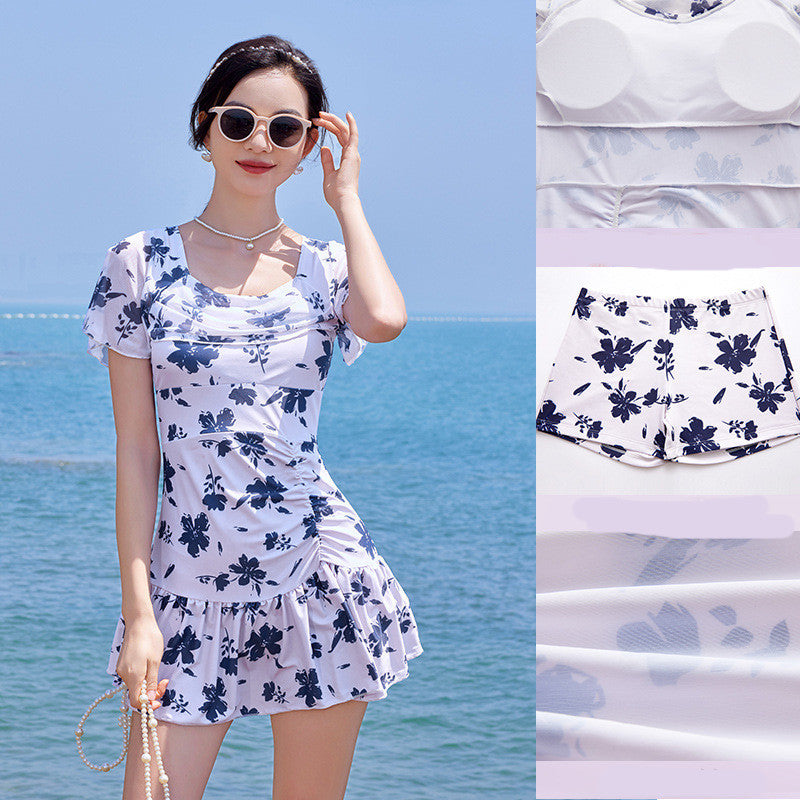 Women's Fashion Mesh Short Sleeve Swimming Dress