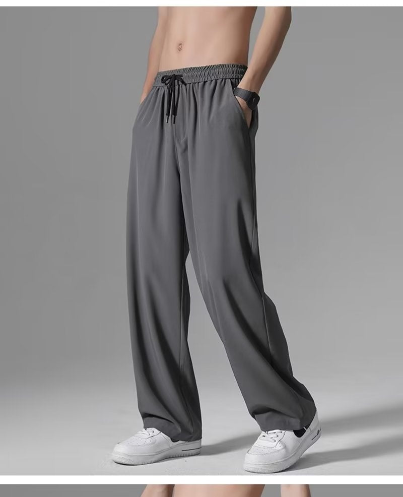 Men’s Ice Silk Quick-Dry Thin Wide-Leg Summer Pants
