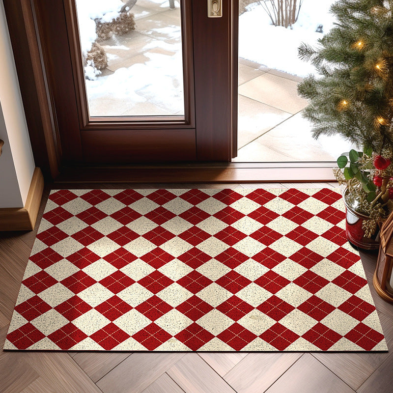 Household Home Floor Mat Non-slip Stain-resistant Wear-resistant Christmas Floor Mat Washable PVC Loop Floor Mat