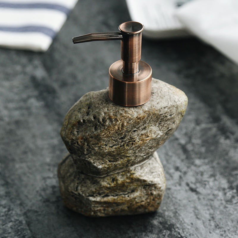 Ceramic Retro Stone Soap Dispenser – Vintage Bathroom Accessory