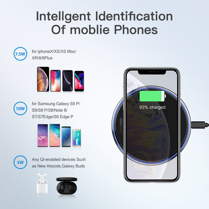 15W Fast Wireless Charger – Qi Phone Charging Pad, USB-C, Case-Friendly