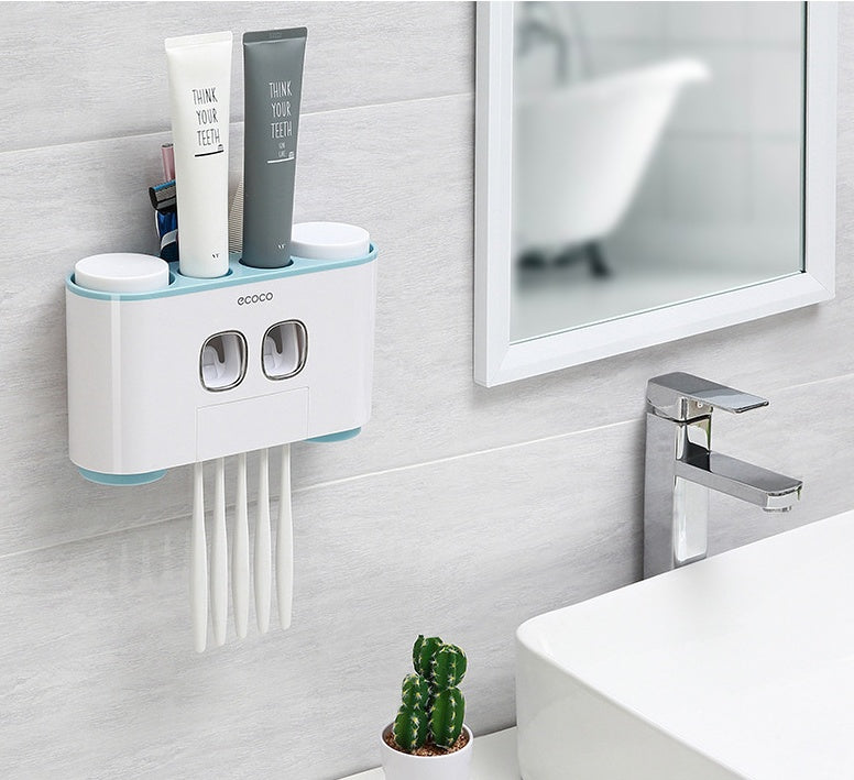 Toothpaste & Toothbrush Holder with Storage Box – Bathroom Organizer