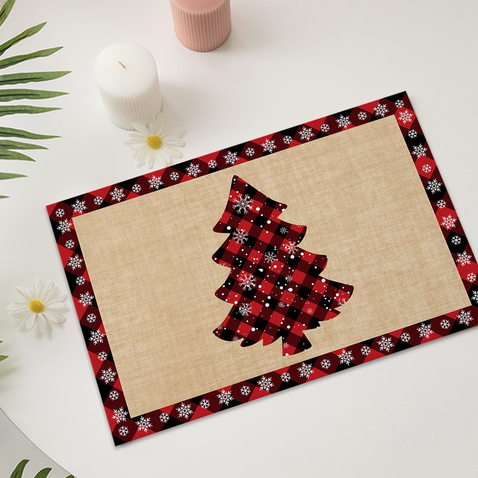 Haig Elk Christmas Tree Cotton And Linen Table Mat
