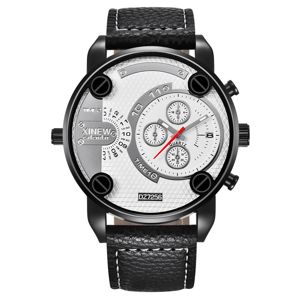 Men’s Big Dial Fashion Leather Date Wristwatch – Stylish Gift for Him