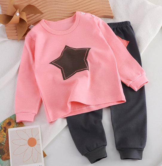 Children's Pure Cotton Cute Printed Autumn Clothes And Pants Set