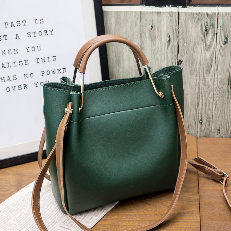 Women Handbag Large Capacity Casual Tote Bag Lady Messenger Shoulder Bag Solid Color Bucket Bag