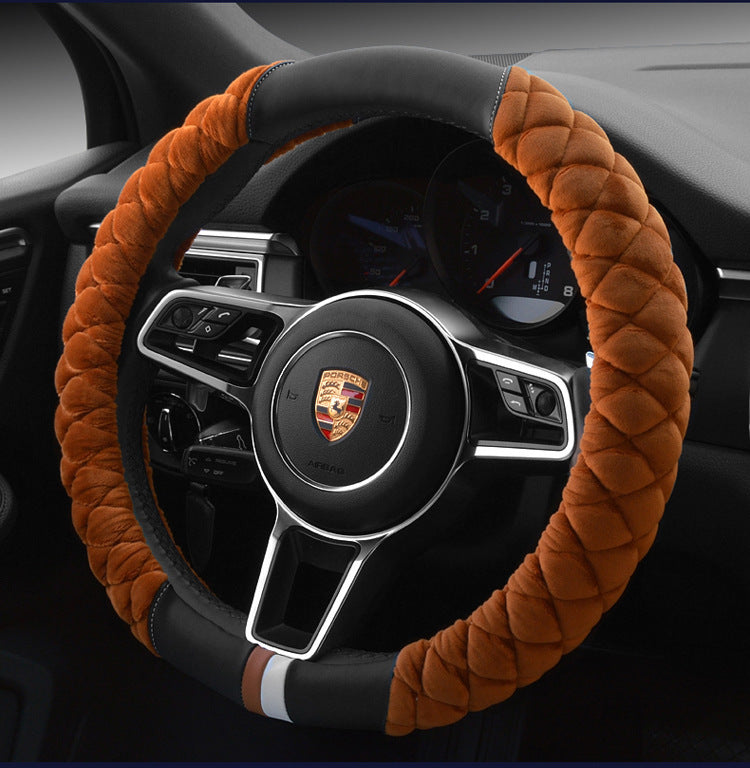 Universal Plush Steering Wheel Cover – Cute Winter Footprint Design (38cm)