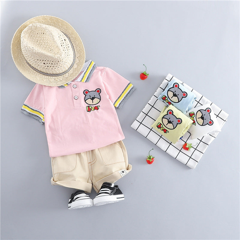 Kids Korean Short Sleeve Cotton Suit Relaxed Fit Unisex