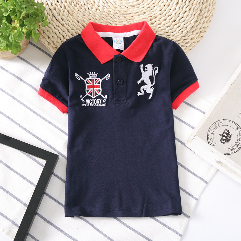 Boys Korean Short Sleeve Moisture Wicking Polo Shirt