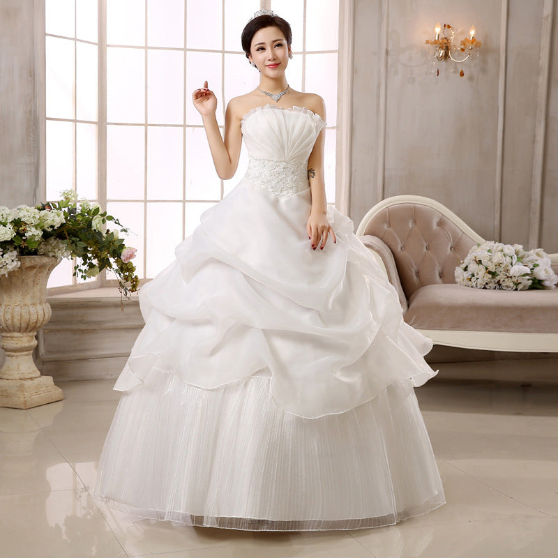 2021 Korean Style Slim Lace Wedding Dress for Bride