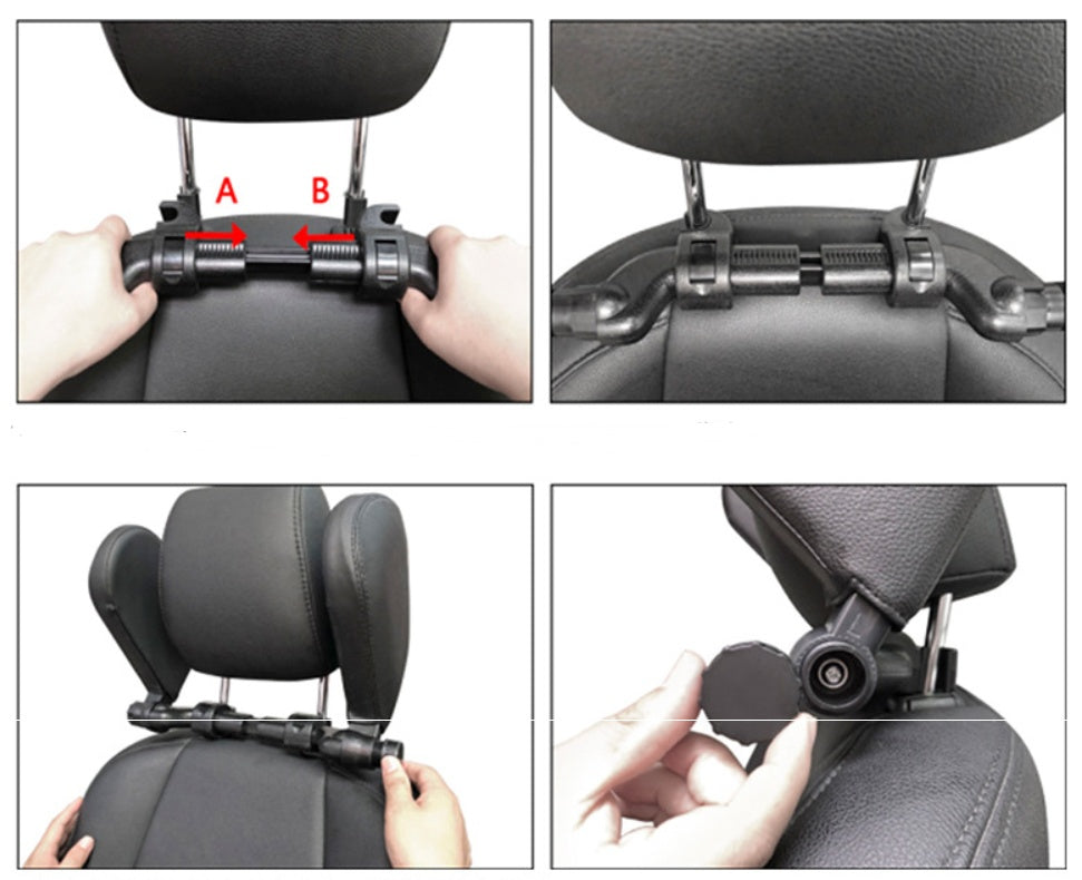 Adjustable Car Headrest Pillow, Soft Leather Travel Neck Support Cushion