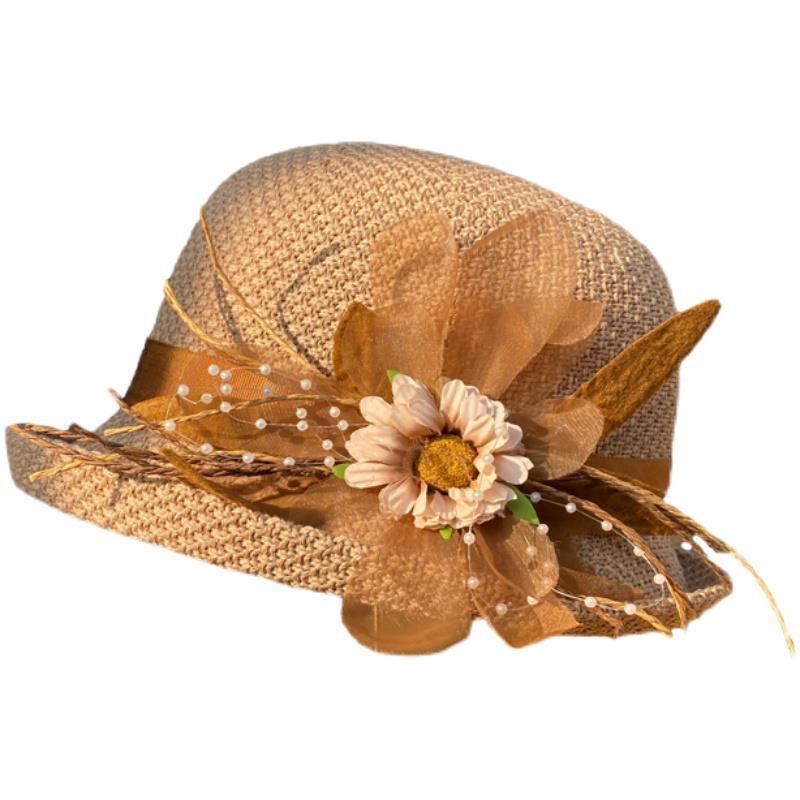 Cotton And Linen Knitted Curling Bucket Hat For Women