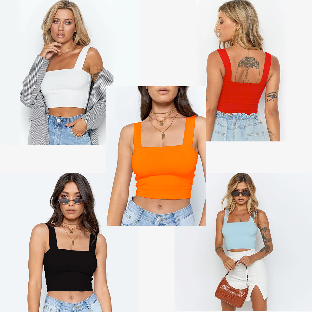 Women's Crop Top Sleeveless Tank Polyester and Acrylic