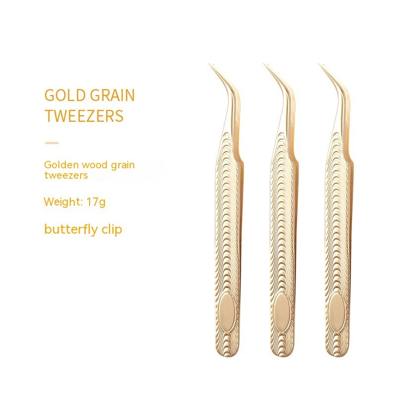 Golden Eyelash Tweezers – Stainless Steel Flowering Lash Extension Tool