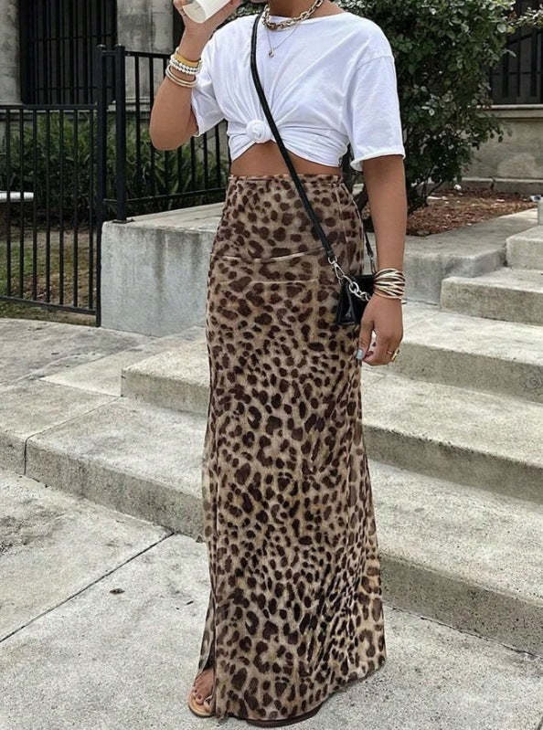 Leopard Print Bodycon Mini Skirt – Women’s High Waist Streetwear Hip Skirt