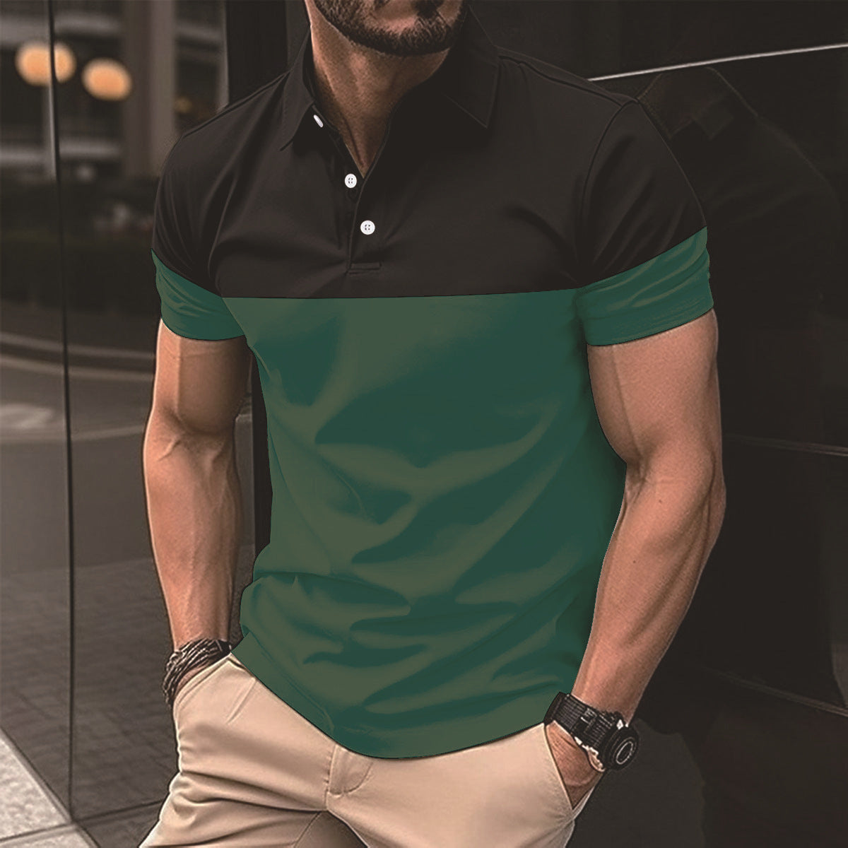Men's Polo Shirt Polyester Regular Fit Short Sleeves