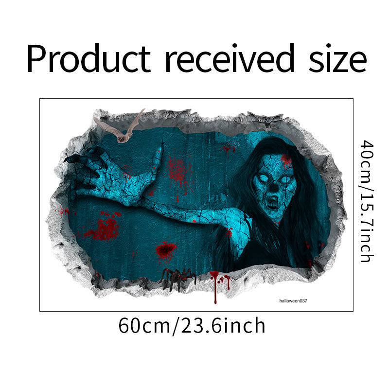 Halloween Horror Woman Bloody Handprint Decorative Wall Sticker